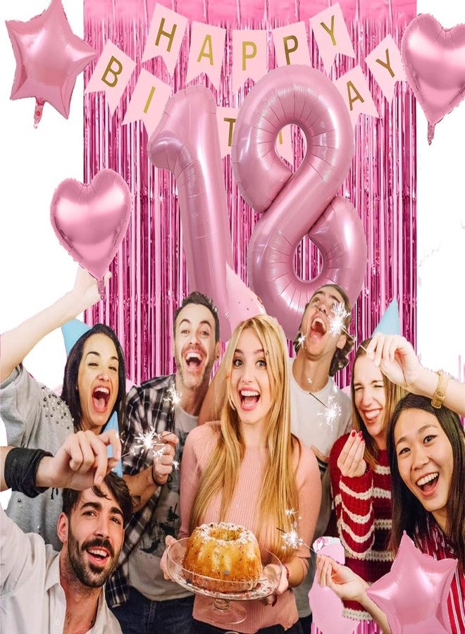 زينة حفلة عيد الميلاد الثامن عشر باللون الوردي، زينة عيد الميلاد الثامن عشر للفتيات، زينة حفلة عيد الميلاد الثامن عشر باللون الوردي لها، لافتة عيد ميلاد سعيد الثامن عشر، لوازم حفلات عيد الميلاد الثامن عشر للفتيات والسيدات - Image 3
